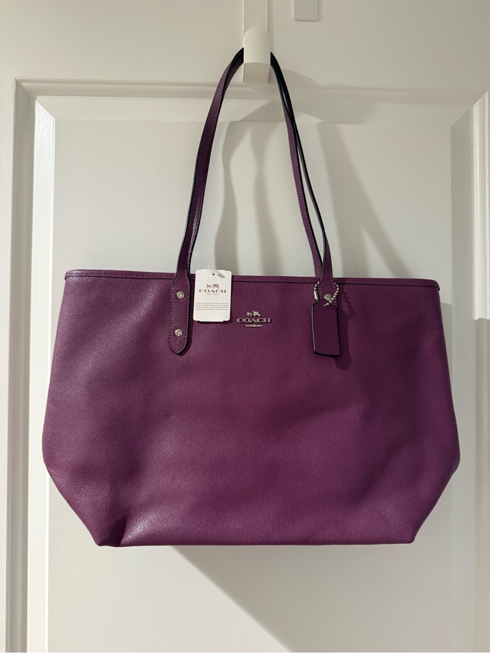 Coach Purple Leather Shoulder Tote